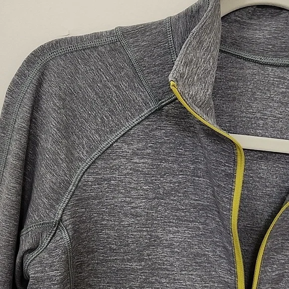 LULULEMON LUNO SIGNATURE UNIQE THUMB HOLE YELLOW ZIP WORKOUT COMFY GRAY-JACKET - Picture 14 of 16